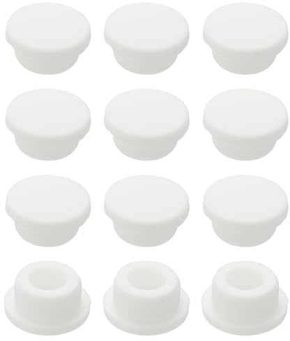QUARKZMAN 12Pcs Bouchon De Trop-Plein D'Évier, Couvercle De Drain De Trop-Plein Universel, Bouchon En Silicone Rond Pour Évier De Salle De Bain Cuisine Lavabo, Blanc