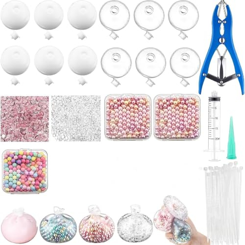 ZVD Balle Anti-Stress Squishy DIY à Remplir, Kit Créatif (C) | Balles Vides avec Pompe sous Vide et Outil de Gonflage, Idéal pour la Maison, le Bureau, les Loisirs et la Détente