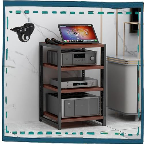 Justerbar AV Ma stativ 4 nivåer o rack stål e Ste skåp flyttbar Ma konsol för hemmabio och studio teak h perfekt för nizing Equint