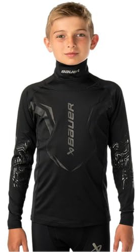 Bauer Bodyguard LS Shirt Junior mit integrierten Halsschutz Textil-Junior-Größen