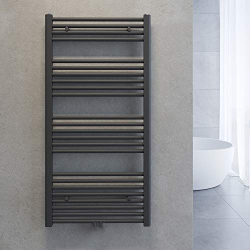 SONNI Handtuchheizkörper Handtuchtrockner 60 x 120cm Heizkörper Bad Mittelanschluss Handtuchwärmer Badheizkörper Anthrazit Gerade