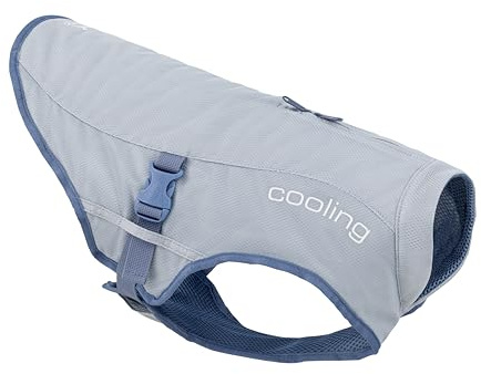 Kurgo Core Cooling - Chaleco de Verano para Perros - para Climas Cálidos con Tejido de Enfriamiento Evaporativo, Compatible con Arnés y Reflectante - Gris - Talla S