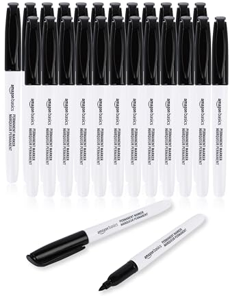 Amazon Basics Permanentmarker, Packung mit 24 Stück (1er-Packung), Schwarz