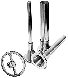 Inox Wurstfüller - Set (3 Füllrohre + Führungsscheibe) kompatibel mit Fleischwolf Größen 10&12 Metzgerqualität