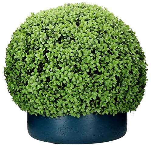 Pottery Pots Buchsbaumkugel I Größe S, Ø 55 cm, H ca. 45 cm I Handgefertigter Designer-Buchsbaumkugel I Deko für Drinnen & Draußen I Aus Kunststoff mit natütliche Farben