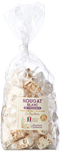 Les Ruchers du Luberon - Nougat Blanc de Provence en Papillote 400 g - Nougat Blanc aux Amandes et au Miel de Lavande - Traditionnel - Fabrication Artisanale