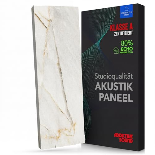 Addictive Sound Akustikbild Schallabsorber 148x50x6 cm, Marble 2 | Breitbandabsorber ab 100 Hz, Kunstdruck auf Akustikstoff, EU-Produktion, Wand- und Deckenmontage-Set inklusive