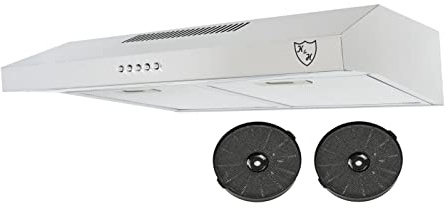 K&H Dunstabzugshaube 60cm Unterbauhaube [UMLUFT & ABLUFT] - Abzugshaube Metall Fettfilter Doppelmotor - Dunstabzug LED Beleuchtung - Cooker Hood - 60CS-DM - 355m³/h - Energieklasse D (Edelstahl)