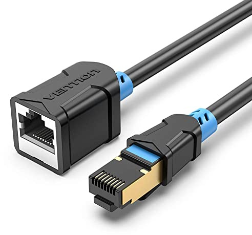 VENTION 1M Cat 6 Rallonge Ethernet RJ45 Réseau Câble Extension Mâle Femelle 1000Mbps 250MHz, Supporter Cat6/Cat5e/Cat5, Compatible avec PS4 PS5 Xbox TV Box PC Routeur Modem Switch