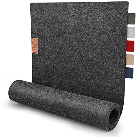 sølmo I Design Tischläufer Grau aus Filz I 100x30 cm Tischband I Skandinavischer Filzläufer Tisch Abwaschbar mit Leder Label - Tischläufer Winter