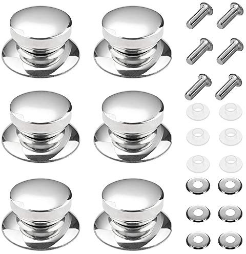 Küchenersatz Knaufgriff, 6 Stücke Edelstahl Pfannendeckelknopf, Glasdeckelgriff, mit Schrauben und Rutschfester Matte, für Zubehör für Küchentopfdeckel, Ersatz des Deckelgriffs (Silber)