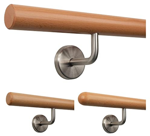TIBU Handlauf Holz Buche Ø 35 mm Geländer Treppe 0,3m - 5m, Länge 120 cm und Enden gefast