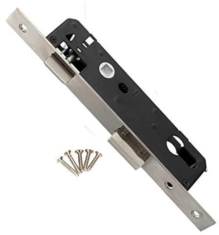 Serratura da infilare/Serratura per telaio tubolare, Serratura a Cilindro da Infilare 85x25mm con Scrocco e Catenaggio Stretto per Inserto Sinistro Destro Universale per Porte Cancelli(Size:30x85m