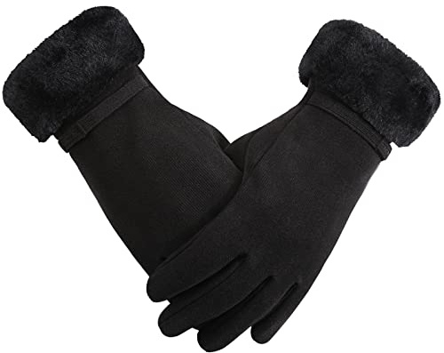 AYPOW Mujer Dama Invierno Cálidos Guantes, Forro Polar Térmico Guantes A Prueba De Viento Al Aire Libre, Función De Pantalla Táctil, Ajuste De Invierno Uso Diario …