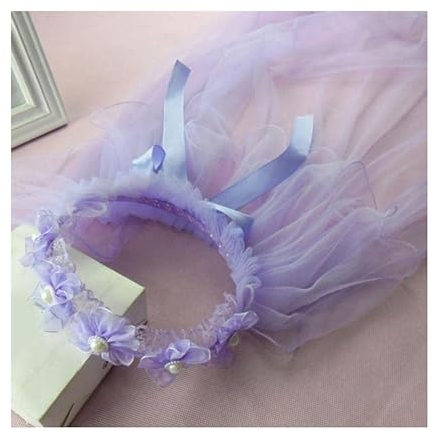 AAPIE Brautschleier Blumenmädchen-Schleier-Kopfschmuck mit plissierter Blumenkrone, Eheringträger, Schleier, Langer Tüll, Braut, Hochzeit, Partyzubehör Hochzeitskleid-Accessoires