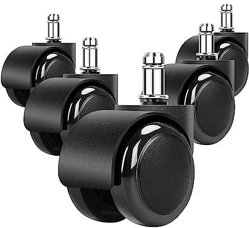 Ruote di ricambio per sedie da ufficio, ruote per sedie da ufficio, ruote per mobili, accessori di ricambio per sedie girevoli, 5 pezzi, capacità 150 kg