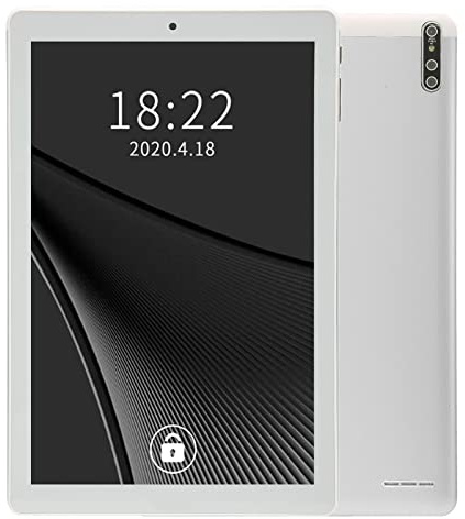 ASHATA Tableta de 10 Pulgadas para Android 11, 3GB RAM 64GB ROM, Cámara de 8MP 13MP, 8 Core 2.0Ghz, 2.4G 5G WiFi, Tableta de Llamadas 3G para Niños, Viendo Juegos de TV, 6000mAh, Plateado