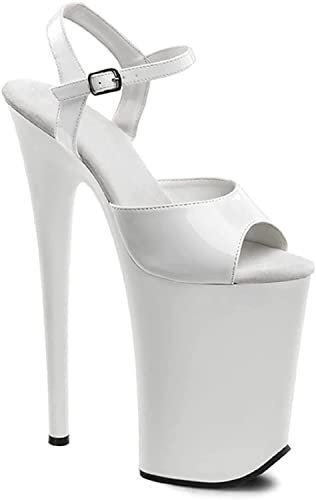 CAZARU Damen Plateau Sandalen 9 Zoll Stiletto Sexy High Heels Hochzeit Nachtclub Pole Dance Pumps Fetisch High Heels Schuhe Größe 34-46