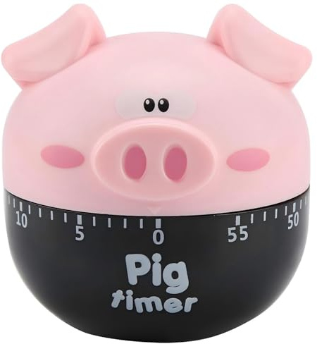 Timer da Cucina Meccanico, Timer da Cucina Maialino Rosa Simpatico Cartone Animato 60 Minuti Conto alla Rovescia da Cucina Allarme Rotante Per Cucina Ufficio Camera da Letto Soggiorno(Rosa)