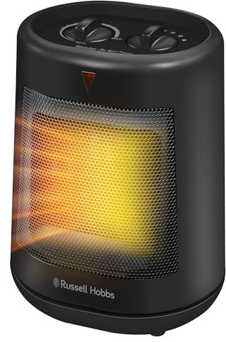 Russell Hobbs 2000W/2KW Electric Heater in Black PTC Ceramic Space Heater, Portable Oscillating 2 Heat Settings Overheat Protection, Adjustable Thermostat 10m2 Room Size RHFH1008B, 2 Year Guarantee