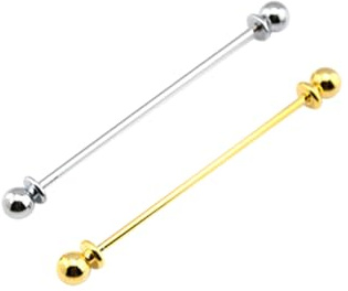 2 Stück Kragenstäbchen Pins Hemd Kragen Krawattennadeln Revers Stick Pin Klassische Kragen-Clips Brosche Krawattennadeln für Herren, length: 6.5 cm, Kupfer, Kein Edelstein
