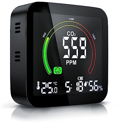 Brandson - CO2 Detector, Co2 Monitor Carbon Dioxide Detector Alarm, Co2 Sensor Digital USB, Indoor Air Quality Sensor Monitor with Temperature Humidity for Home Office Gym Car