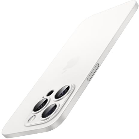 JETech Ultra Dünn Hülle für iPhone 15 Pro 6,1 Zoll, Kameraobjektivabdeckung, Leicht Matt Finish PP Hard Minimalistisch Hülle, Unterstützt Kabelloses Laden (Titan Weiß)