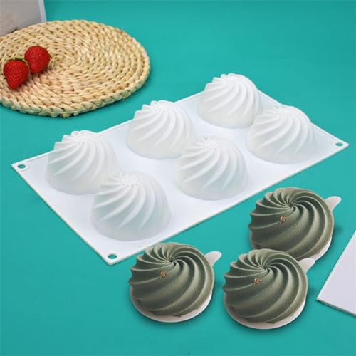 mostsom Spirale Form für Schokolade, Süßigkeiten, 6 Mulden, Silikon-Backform, Eiswürfelform, Hochzeit, Festival, Partys und Bastelarbeiten (Spirale H1 _ 30 x 17,8 x 3,6 cm)