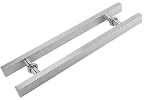 Gebürstetes Silber, Dickes Edelstahl-Vierkantrohr, Geschäft, Büro, Glastür, Push-Pull-Griff, verschiebbar, 8 Größen (Größe: 1000 x 700 mm)