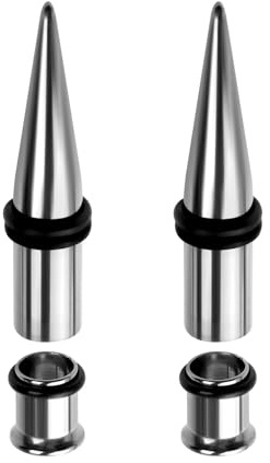ANAZOZ 7mm,9mm Tunnel, Edelstahl Ohr Expander Plug 4er Set Dehnstäbe Tunnel Damen, Ohr-Stretching Ohrringe Schwarz