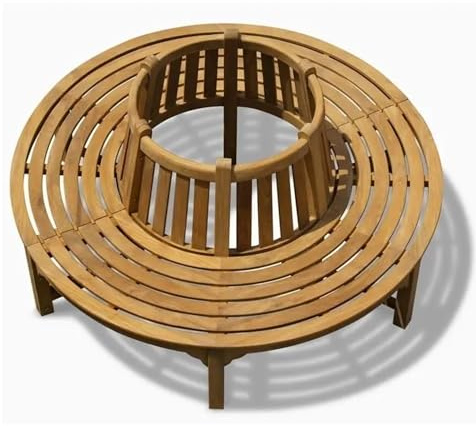 Teako Design Baumbank Teak Fermo mit Rückenlehne Massivholz, Teakholz, Massivholz. Robust und Wetterbeständig, Verschiedene Größen, für den Außenbereich (165 cm, 360°)