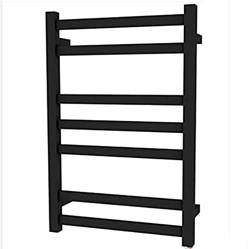 Scaldasalviette/Scaldasalviette Elettrico, Stendino Riscaldato a Parete, Portasciugamani Elettrico in Acciaio Inossidabile Energetico, Nero, Plug-in (Colore: Nero, Dimensioni: Plug