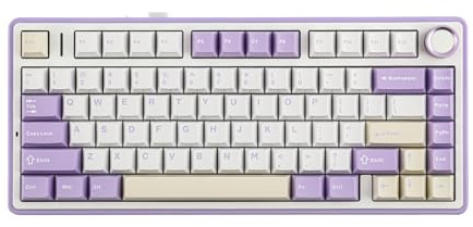 EPOMAKER x Aula F75 Teclado mecánico Gasket, para juegos 75 % intercambiable en caliente, acolchado de 5 capas, botones, Bluetooth, inalámbrico, USB-C, RGB (color púrpura, interruptor LEOBOG Reaper)