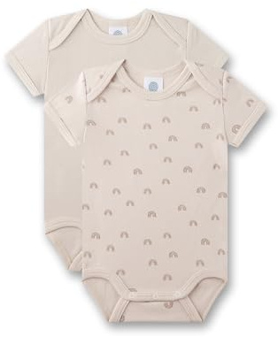 Sanetta Baby-Body kurzarm (Doppelpack) beige Regenbogen | Hochwertiger und nachhaltiger Unisex-Body aus Bio-Baumwolle. Inhalt: 2er Set Baby Body