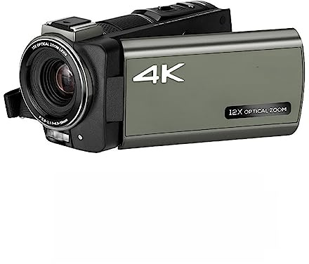 Videokamera Livestreamingkamera 4K, 12X optisk zoom Blogger Vlog-videokameror, IPS-skärm, med fjärrkontroll