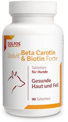 Dolvit Beta Carotin & Biotin Forte 90 Tabletten, Biotin Hund Ergänzung, Unterstützung für Haut und Fell Hund, Rezept aus Natürlichen Zutaten