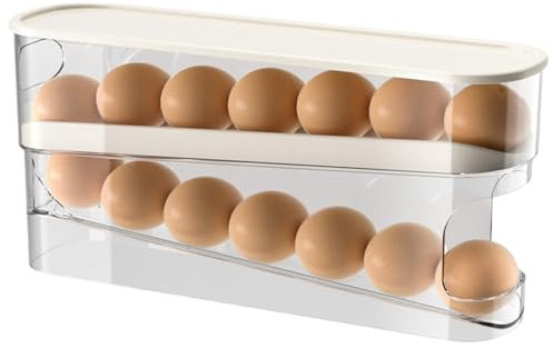 Eier Aufbewahrung Kühlschrank, Eierhalter Für Kühlschrank, Platzsparende Rollender Eierspender, Doppelschicht Eier Aufbewahrungsbox, Eierbehälter Für Kühlschrank, Eierbox Kühlschrank Hält 14 Eier