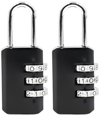 GXGM Cadenas à Code 3 Chiffres pour Casier College, Vestiaire Sport, Scolaire, Portail, Abri de Jardin - Noir, 2 Pièces