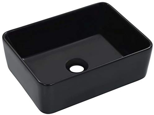 Xichuzi Lavabo, Lavabo sobre Encimera, Lavabo Baño, Muebles De Baño, Mueble Lavabo, 40x30x13 cm cerámica Negro