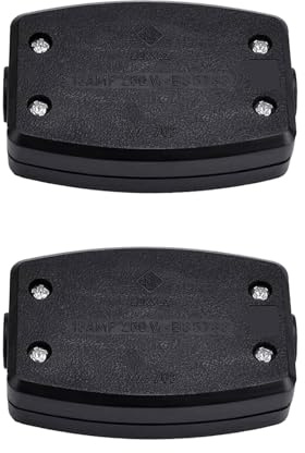 2 Pack 3-Terminal Mains Termination Box, Electrical Cable Junction Box PC Housing, 13A 250V, Compatible with 2 & 3-Core Cables for Indoor Wiring, Lighting Power Systems, Compact Safe (Black)