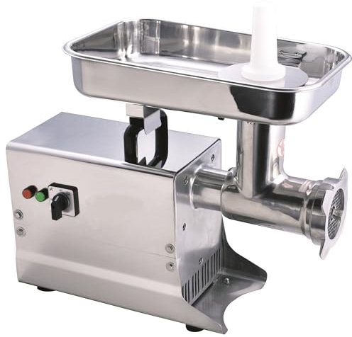 Ristoattrezzature Tritacarne in acciaio inox elettrico carenato professionale bocca da Ø 22 cm monofase