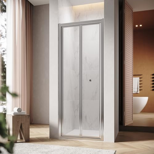 SUNXURY Porta Scorrevole Doccia 76 x 185 cm, Vetro di Sicurezza, Argento, Moderno