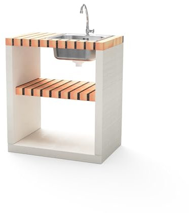 Movelar - Spüle und Wasserhahn Bancada Nola für vorgefertigten Grill (weiß, orange - 70 x 47 x 47 cm) - Verwendung im Freien