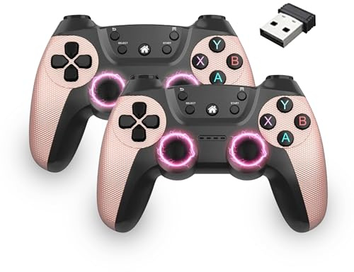 HKOORLAMULS 2.4G Wireless Dual Game Controller with 9 Color Options - Compatible with PC, Android TV, and Windows Systems (PINK)