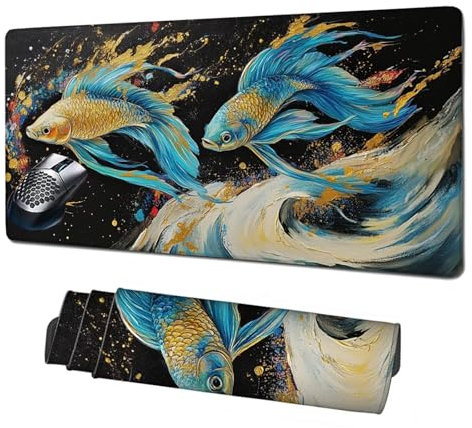 Alfombrilla Gaming,Alfombrilla Ratón Azul Mouse Pad,Pez Alfombrilla Escritorio Grande 1600x800x3mm,Protector Escritorio Alfombrilla Antideslizante,Mejora Precisión y Velocidad,Accesorios PC X1-1876