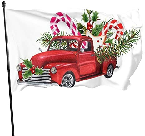 Hojas De Acebo De Camión Rojo Resistente Banderas Doble Costur Pancarta Para Desfiles Es Deportivos Jardín 90X150Cm