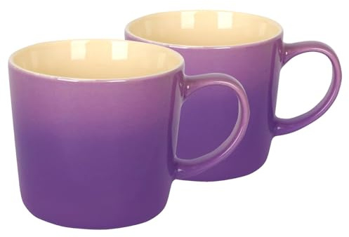 Argon Tableware Purple Ombre Coffee Mug 330ml - Pack of 2 - New Bone China Tea Mug, Vegan Friendly Ceramic Cup, Glazed Stoneware Style Drinkware, Microwave Dishwasher Safe