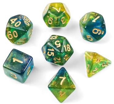 7 Stück DND Dice Set, Polyedrische Würfel Set, Würfelset für MTG | Würfelset für Dungeon and Dragons, Spielwürfel RPG Rollenspiele Tischspiele D&D D20 D12 D10 D8 D6 D4