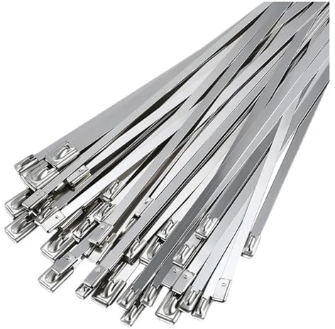 SynapSYA Bridas Metalicas Inoxidables Brida de Acero Inoxidable de 4,6 x 200/7,9 x 300 mm, Brida metálica, Alambre metálico, Correa de sujeción, Correa de Carga(7.9X300 20PCS)