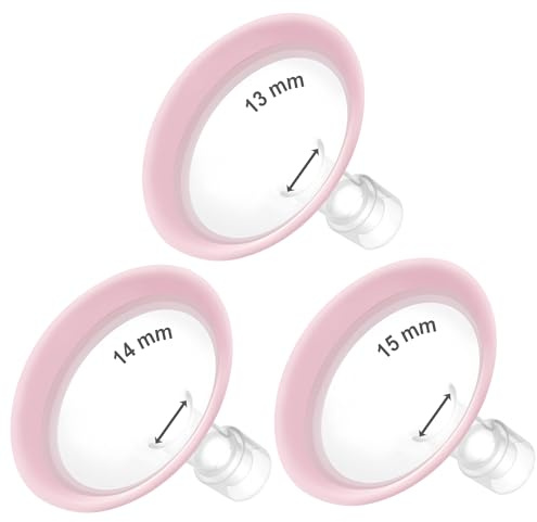 Maymom MyFit Flanges Pano Goldie Pack 13 14 15 mm Compatible with Medela Breast Pumps and Wide Base and Narrow Base Connectors